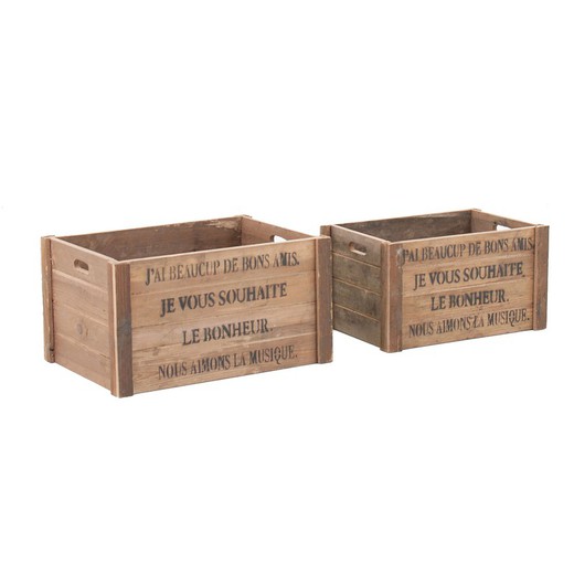 Σετ 2 κουτιών Grasse από ξύλο έλατου 52x38x28 cm