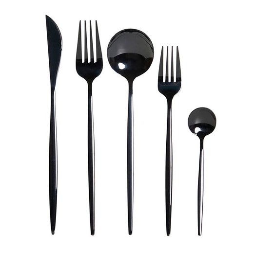 Set of 20 steel cutlery in black, 30 x 26 x 36 cm | chic