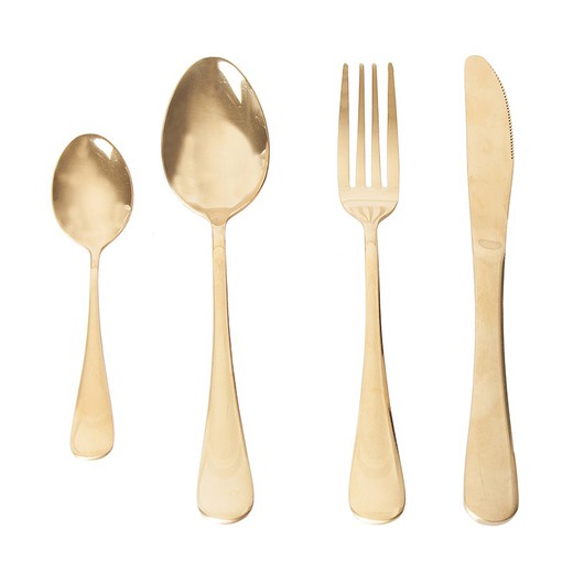 Set of 24 steel cutlery in gold, 15 x 5 x 26 cm | Lux