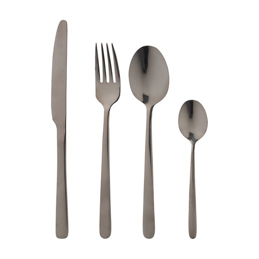 Set of 24 steel cutlery in silver, 17 x 7 x 26 cm | Silver