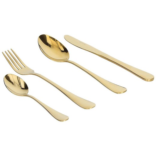 Set of 24 stainless steel cutlery in gold, 36 x 27 x 5 cm | Golden
