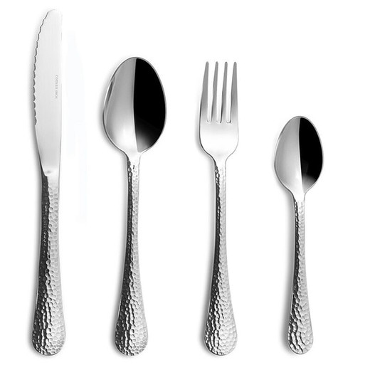 Set of 24 stainless steel cutlery in silver | Moon