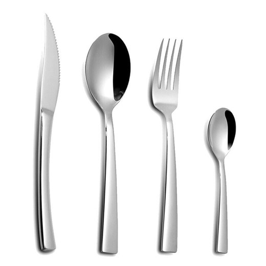 Set of 24 stainless steel cutlery in silver | Madrid
