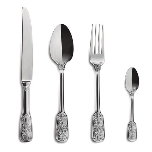Set of 24 stainless steel cutlery in silver | Versailles