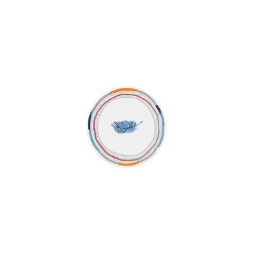 Set of 4 white and multicoloured porcelain cup bases, 9 x 9 x 0.5 cm | Dreamcatcher