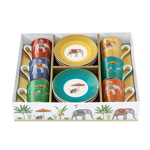 Conjunto de café em porcelana multicolorida | Marajá