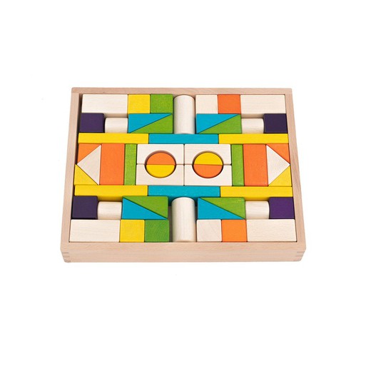 Zestaw konstrukcyjny w stylu Montessori wykonany z drewna w wielu kolorach, 30x24x4,5 cm | pielęgnować