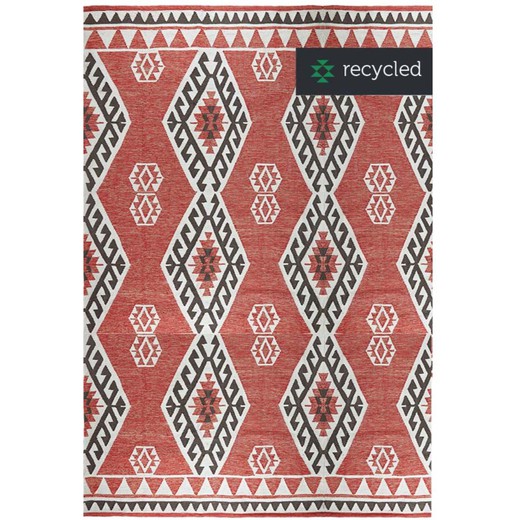 Kilim 100% recycled PET pink, gray and cream, 200 x 300 cm
