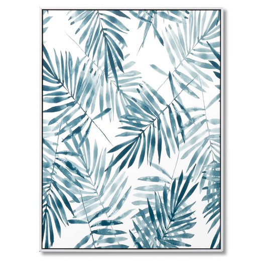 BLUE PALM stampa artistica con cornice bianca, 60x3,5x80 cm