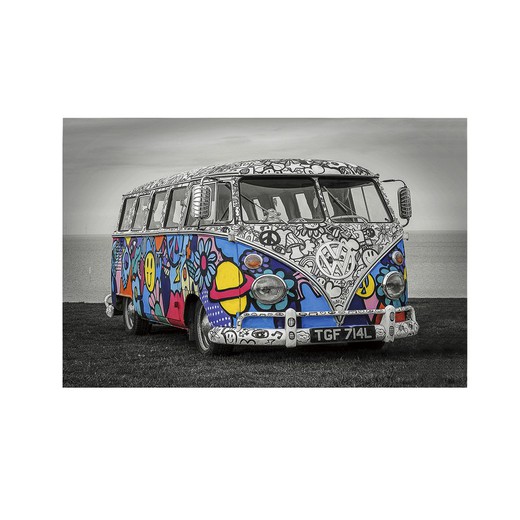 Hippie Art Print with Glass, 120x1x80cm