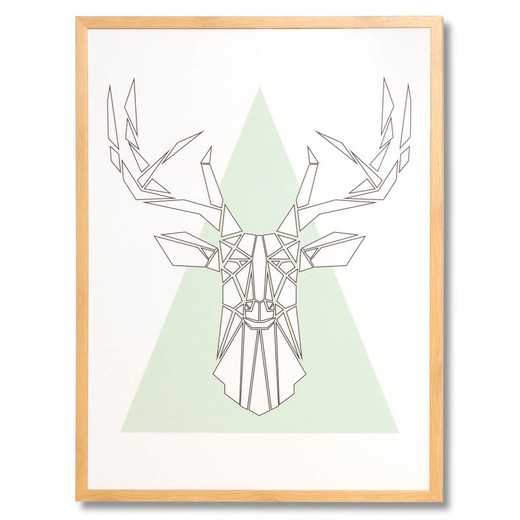 PIRAMIDE print with oak frame, 60x3x80 cm