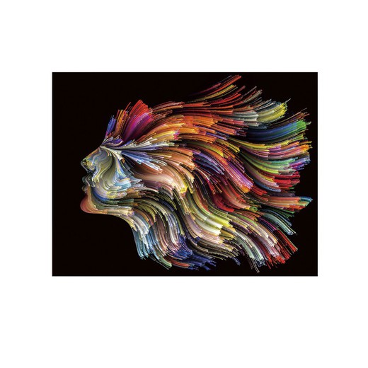 Lámina de rostro de colores con cristal, 130 x 0,4 x 100 cm | Polycromy