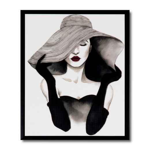 Reproduction d'art FEMME avec cadre noir, 25x3,5x30 cm