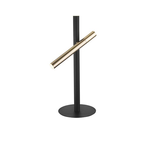 Candeeiro de mesa com 2 luzes LED em metal dourado e preto, 31x21x53 cm | Varas