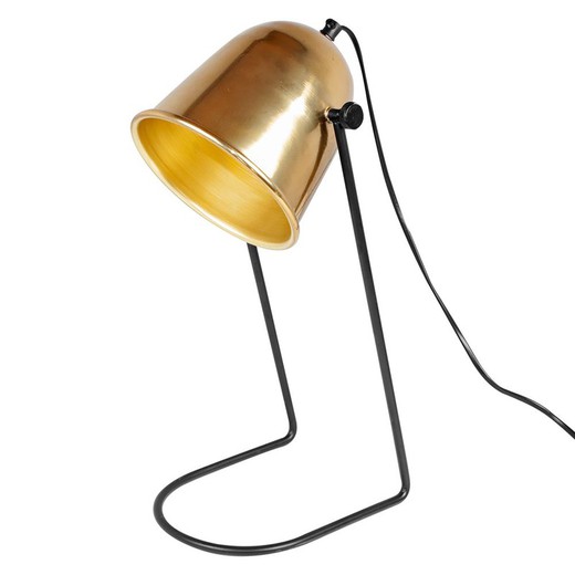 Guld/sort stål bordlampe, 18x22x41cm