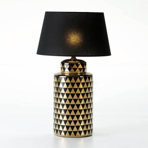 Guld/Sort Keramik Bordlampe, Ø23x51cm