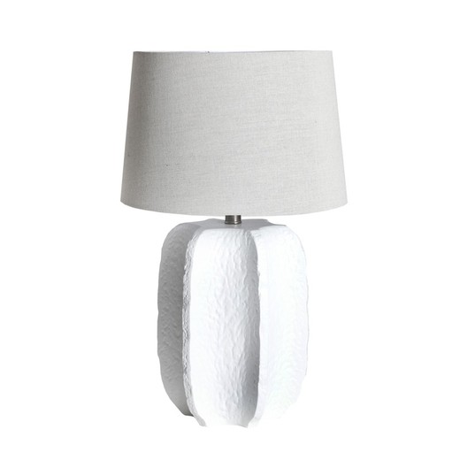 Lámpara de mesa de cerámica y lino en blanco y beige, Ø 38 x 60 cm | Queila