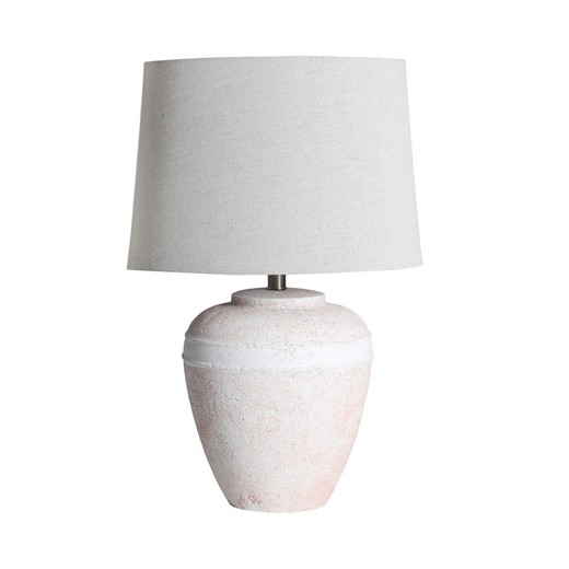 Lámpara de mesa de cerámica y tela en blanco, Ø 40 x 62 cm | Helina