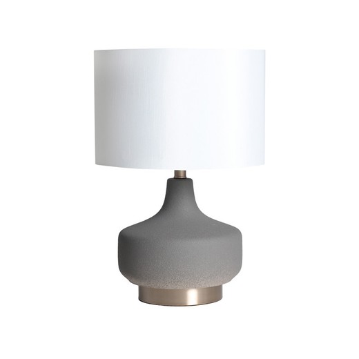 Lampe de table en céramique et tissu gris et blanc, Ø 40 x 57 cm | Indira