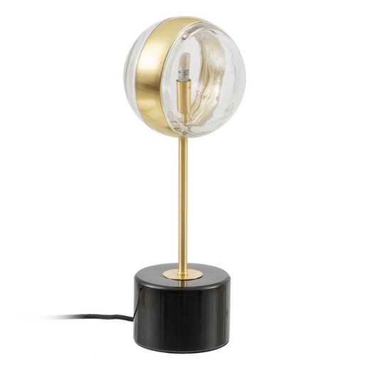 Lámpara de mesa de cristal y metal en dorado, Ø 15 x 40 cm