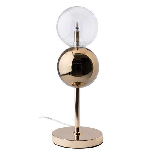 Lampe de table en verre et métal doré, Ø 15 x 48 cm