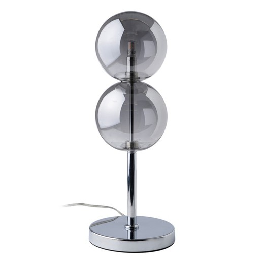 Bordslampa i glas och metall i rökgrå och silver, Ø 15 x 48 cm
