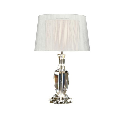 Lámpara de mesa de cristal y metal plateado , Ø 38 x 60 cm | Corinto II