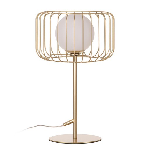 Iron and glass table lamp in gold and white, Ø 30 x 48 cm