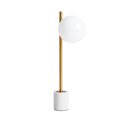 Lampada da tavolo in ferro e marmo Ball oro/bianco, 15x21x56cm