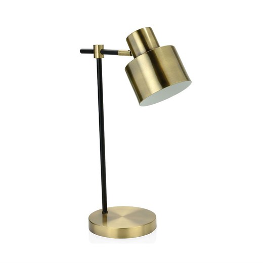 Złota/czarna mosiężna lampa stołowa, 26x16x45cm