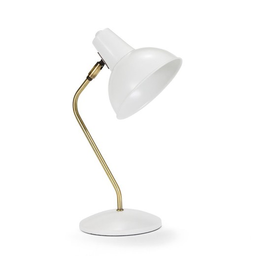 Lampada da tavolo vintage in ottone bianco, 20x15x37cm