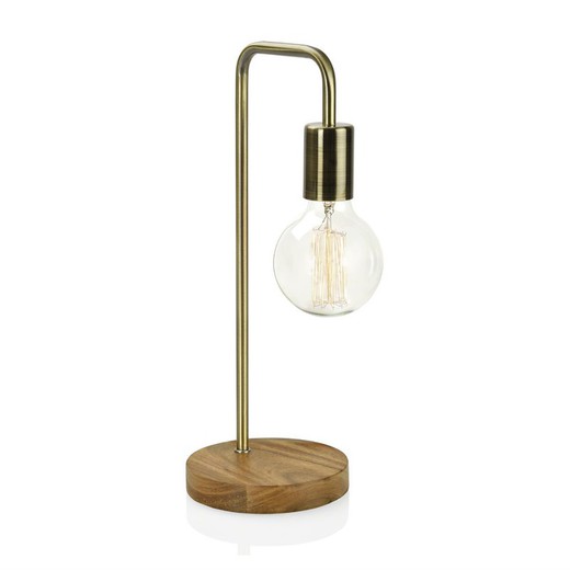 Brass / Golden Wood table lamp, Ø17x44cm