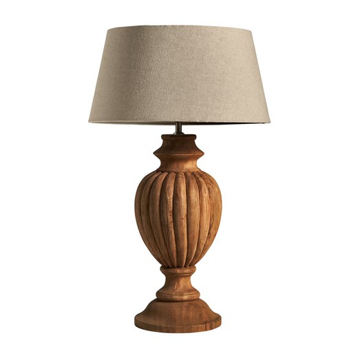 Lampe de table en bois de manguier Bois/Beige, Ø44x60cm