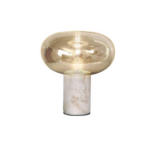 Tischlampe aus weißem Marmor und Glas, Ø 30 x 40 cm | Pilze