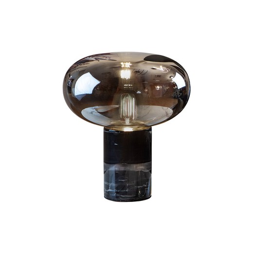 Lampe de table en verre noir et marbre, Ø 30 x 40 cm | champignons