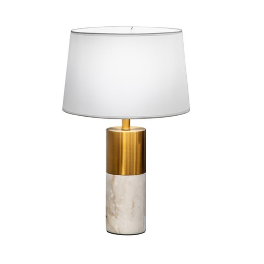 Lámpara de mesa de mármol y metal blanco/bronce, Ø 38 x 61 cm | Lucian