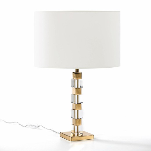 Lampada da tavolo in metallo dorato, 12x12x42cm