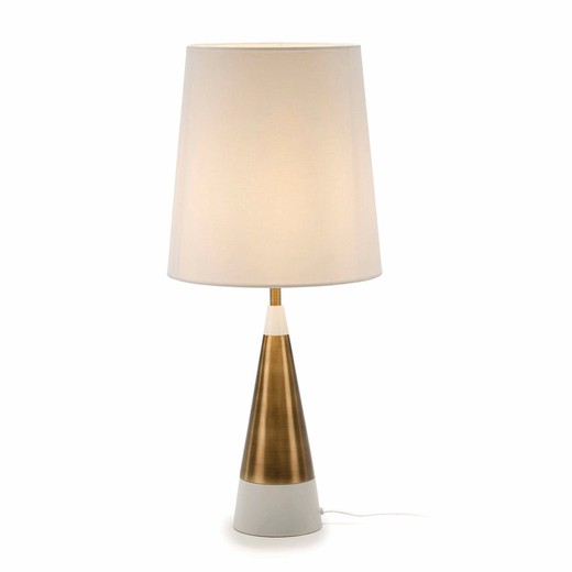 Goud/Wit Metalen Tafellamp, Ø13x45cm
