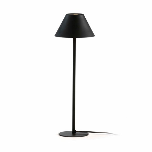 Czarna metalowa lampa stołowa, 16x12x43cm