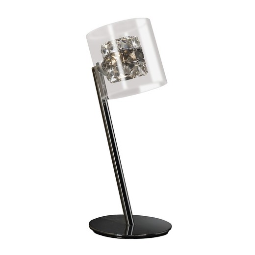 Metal og glas bordlampe flash, 15x17x38cm