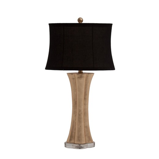 Czarna/złota lampa stołowa z żywicy i juty, 40x25x70cm