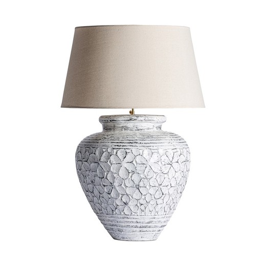 Lampada da tavolo in terracotta bianca/beige, Ø70x95cm