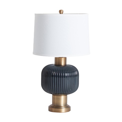 Glass, Iron and Black/Gold Linen Table Lamp, Ø38x66cm