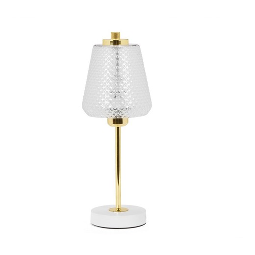 Elizabeth goudkleurige glazen / metalen tafellamp, Ø15x42cm