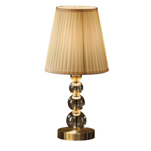 Lámpara de mesa S de cristal y latón en champán, Ø22x45cm | Mercury