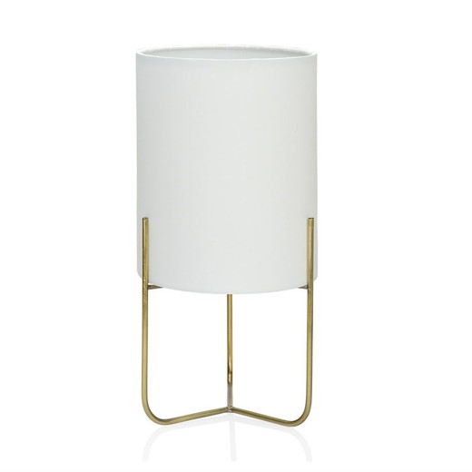 Lámpara de mesa S de Latón dorado y Textil blanco Gatsy, Ø15x30 cm