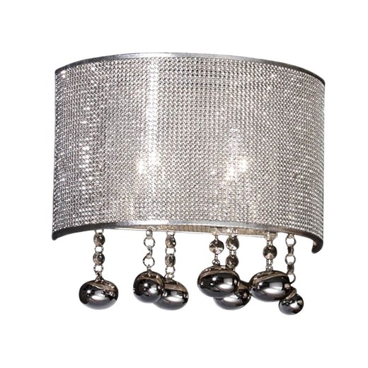 Silver Andromeda Crystal and Steel 2-Light Wall Lamp, 30x15x27cm