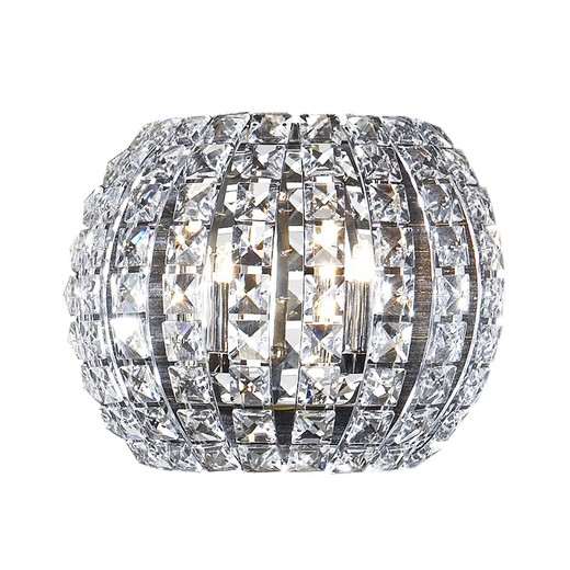 Diamant krystal og metal 2-lys væglampe, 26x13x20cm