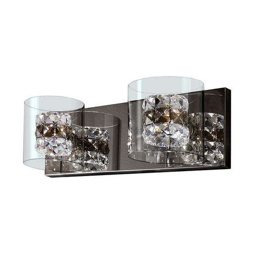 Metaal en Glas Flash 2-lichts wandlamp, 37x14x13cm
