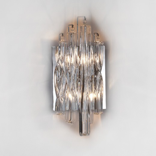 Manacor Metaal en Glas 2-lichts wandlamp, 15x12x32cm